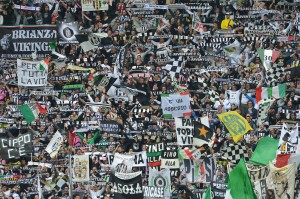 Juventus' supporters cheer their team du