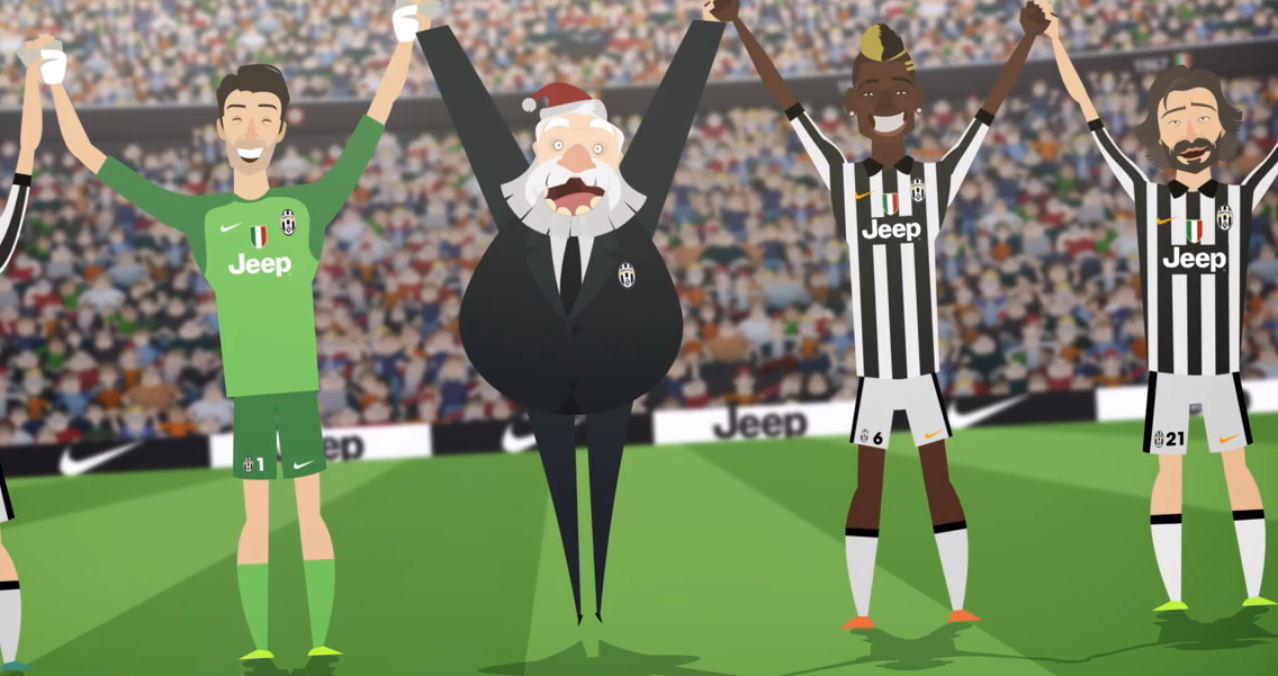 Babbo Natale Juventus.Buffon E Pirlo Con Babbo Natale Gli Auguri Della Juventus Per Le Feste Video