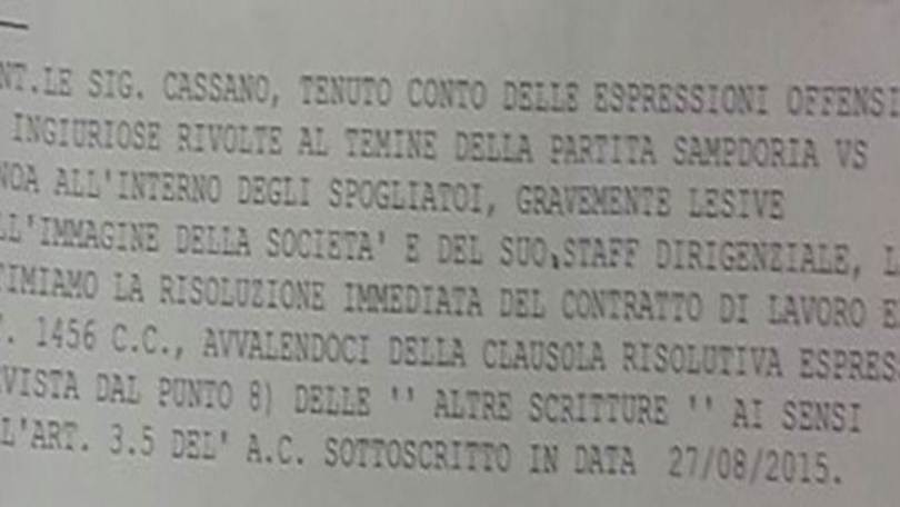 telegramma cassano