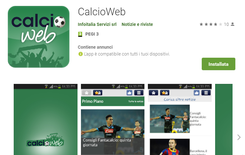 App CalcioWeb
