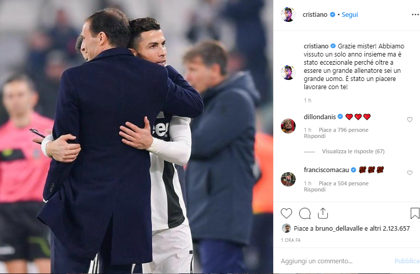messaggio Ronaldo Allegri