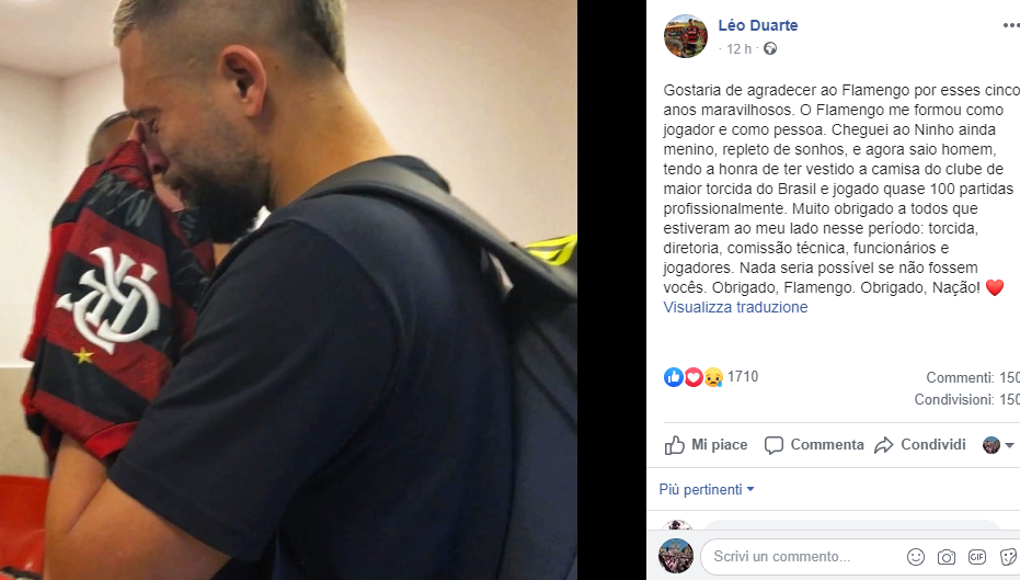 Duarte in lacrime