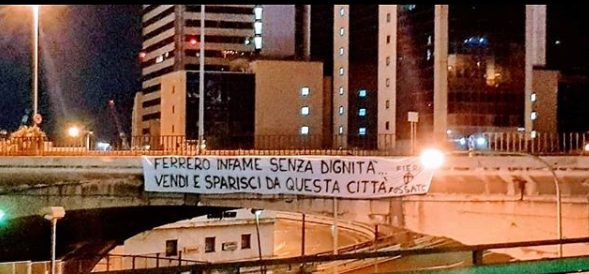 striscione contro Ferrero