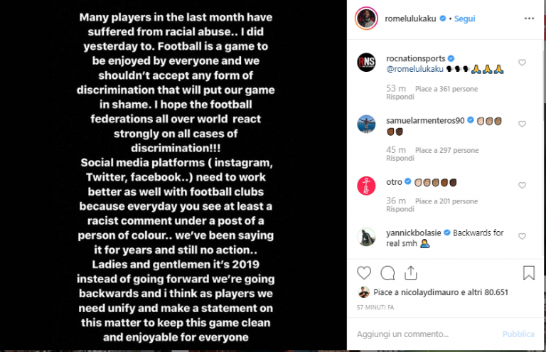 cori razzisti Lukaku