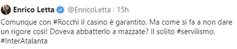 Letta rigore Inter-Atalanta