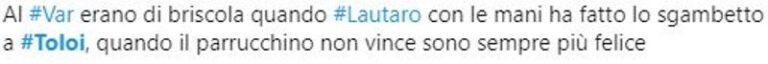 rigore Toloi-Lautaro Inter-Atalanta