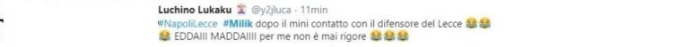Napoli-Lecce rigore Milik