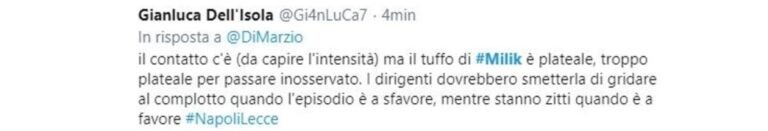 Napoli-Lecce rigore Milik