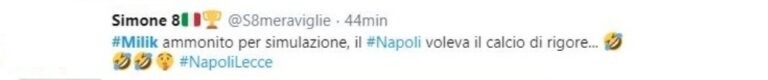Napoli-Lecce rigore Milik