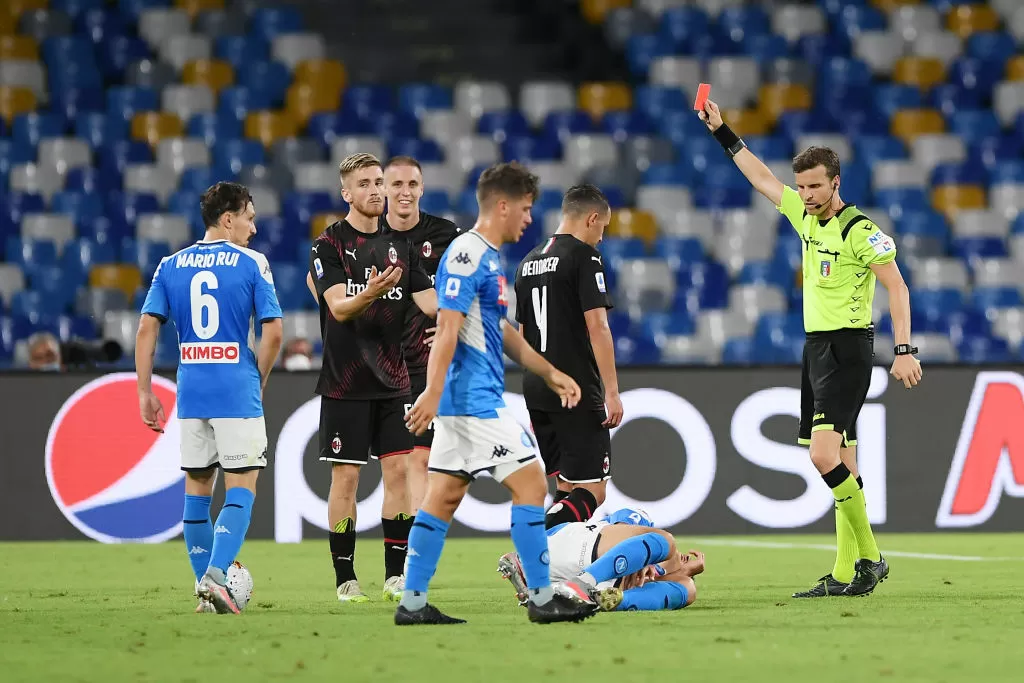 Espulsione Saelemaekers Napoli-Milan