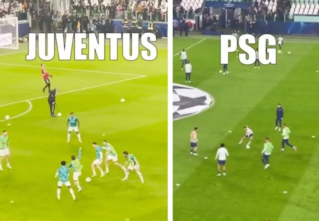 riscaldamento Juve-Psg