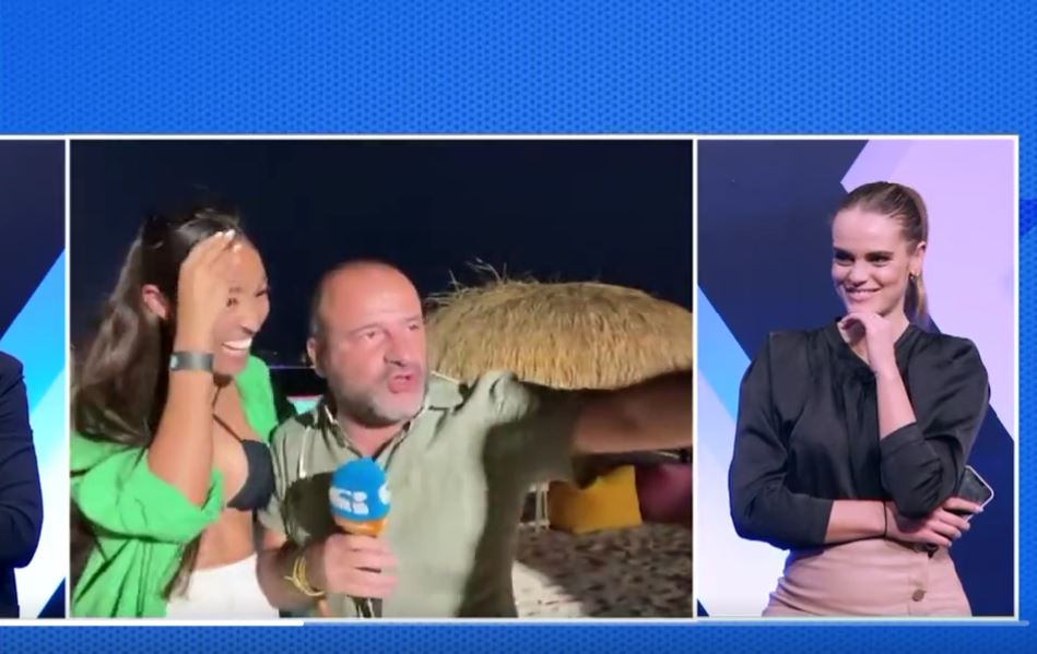 giornalista palpato in diretta