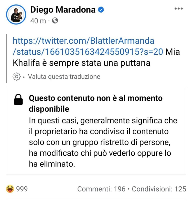 Hackerato account Diego Armando Maradona