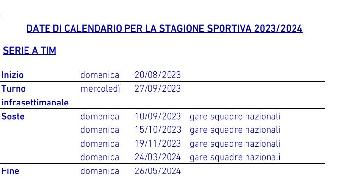 date serie a