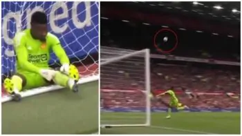Onana gol da centrocampo Manchester United-Lens