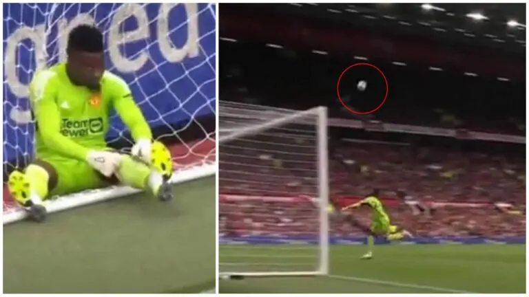 Onana gol da centrocampo Manchester United-Lens