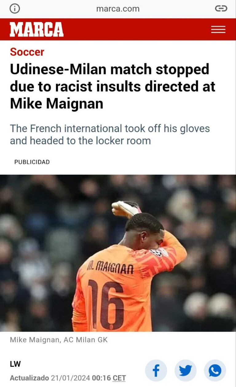 Cori razzisti Maignan prime pagine giornali esteri