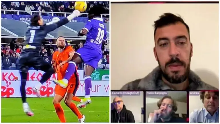 Pugno Sommer-Nzola rigore Fiorentina-Inter Viviano