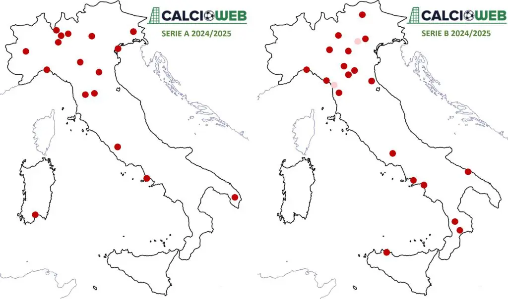 geografia serie a serie b 2024 2025